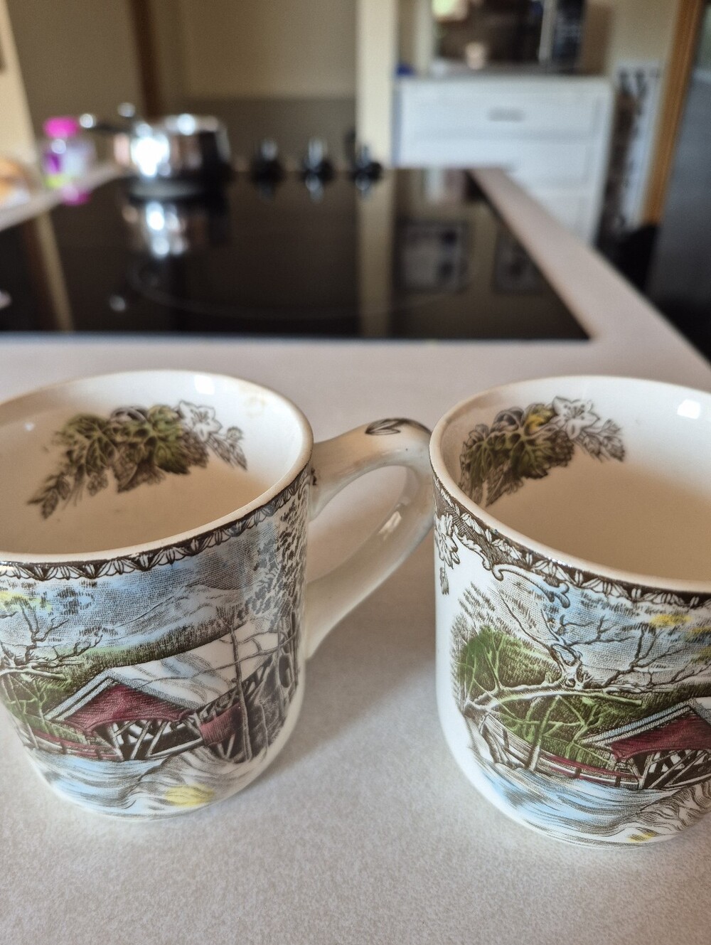 Johnson Bros. "The Friendly Village – Covered Bridge" Set of 2 Coffee Mugs